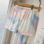 Honey Peach Print Lace Korean Ins Style Pajamas Women Y2k Three-piece Set Classy Sweet Cute Lady Lounge 2024 New Spring Homewear RT220