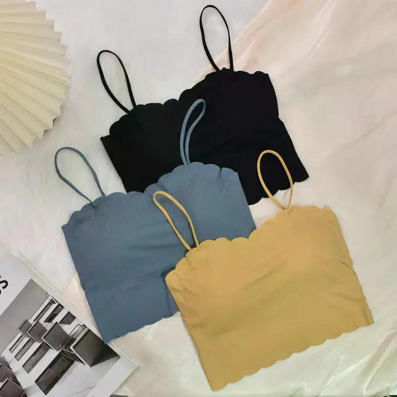 2024 Fashion Summer Sexy Sports Bras for Women Push Up Lingerie Ice Silk Seamless Word Sling Female Tube Top White Top Tanks RT220