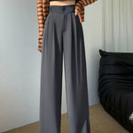 Elegant Wide Leg Pants Women Korean Style High Waist Black Baggy Pants Office Ladies Fashion Loose Suit Trousers Streetwear 2024 RT220