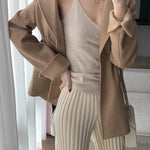 Autumn Winter Casual Thick Knitted Pant Women Long Trousers Elastic High Waist Kniting Wide Leg Pants Striped Pantalon RT220