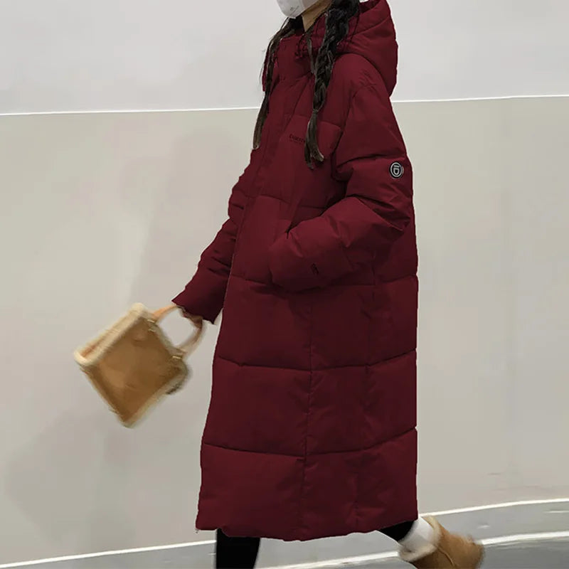 ITOOLIN Women oversize Loose Coat Zipper Pockets Down Coat Turtleneck Thicken Long Coat Casual Parkas Women 2023 Autumn Winter RT220