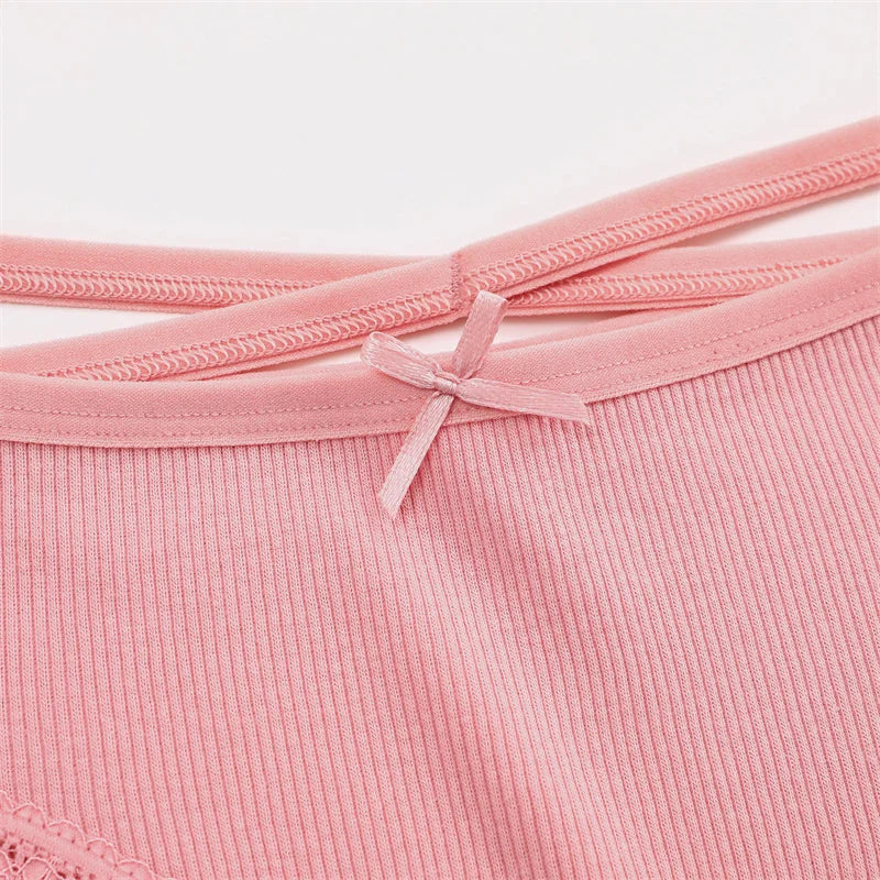 Women Cotton Panties 3PC Sexy Lace Brazilian Panties Cotton Low Rise Underwear for Female Bow Hollow Out Soft Intimates Lingerie RT220