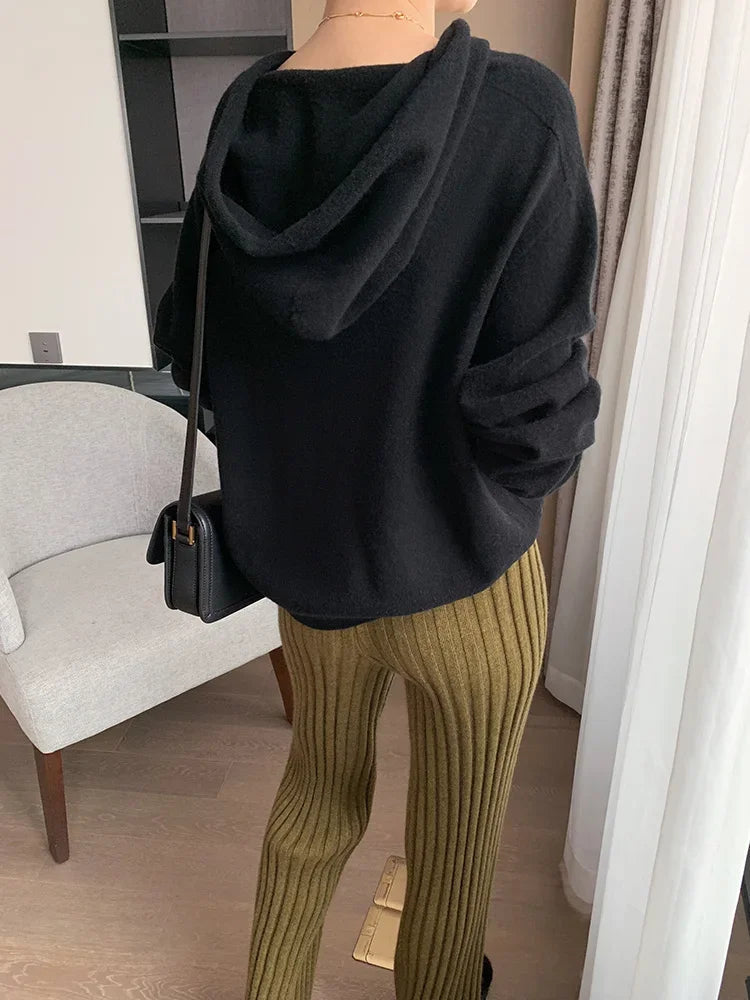 Autumn Winter Casual Thick Knitted Pant Women Long Trousers Elastic High Waist Kniting Wide Leg Pants Striped Pantalon RT220
