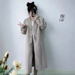 Women Fur Cardigan Thickened Long2025Spring And Autumn V-neck Jacket Female Loose Simple Leisure With Buttons Faux Fur Mink Coat RT220