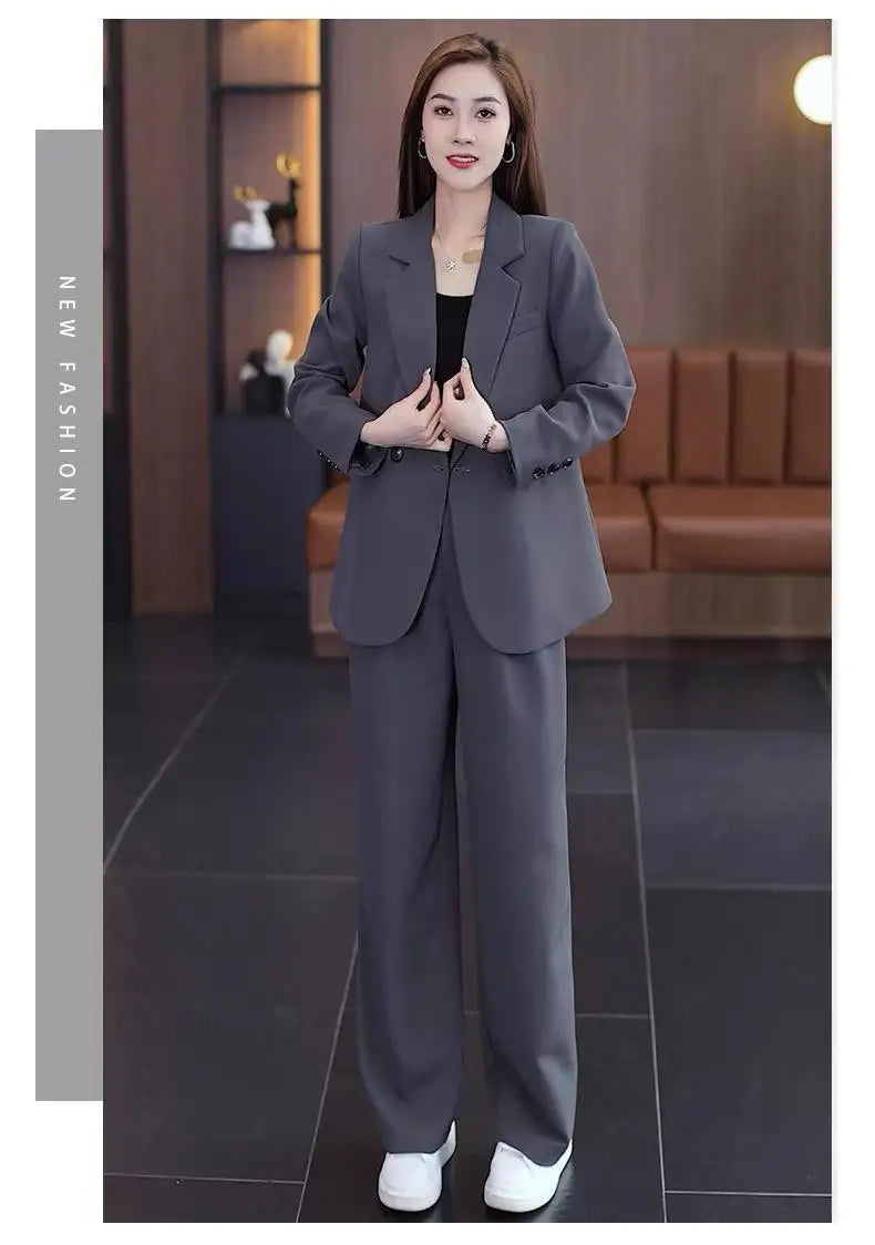 Women's 2025 Spring New Fashionable and Stylish Professional Suit Two Piece Set Korean Elegant Casual Suit Pants Two Piece Set RT220