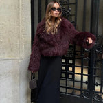 Solid Thicken Fur Coat For Women Long Sleeves Ladies Faux Fur Coats Winter Fashion Elegant Turn Down Collar Female Warm Overcoat RT220