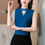 Women Spring New Fashion Sweet Pullovers Base Layers Candy Color Diamonds Hollow Out Knit Vest Slim Versatile Sleeveless Tops RT220