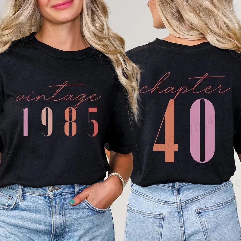 Tshirts for Women Classic 40th Milestone Best Friend Classic T-shirts for Women Vintage 40th Birthday Year RT220
