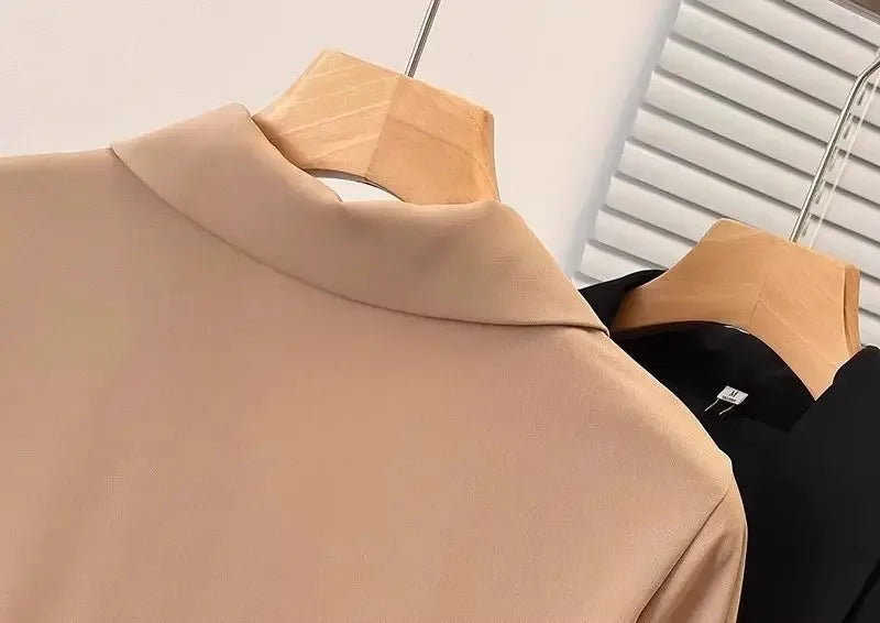 Spliced fake Two-piece Polo Collar Suit Shirt for Women in Summer Loose and Versatile Slim Top RT220