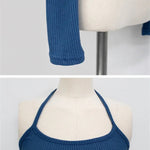 Sexy Tank Top Cropped Inner Strapless Long Sleeve Cover Up Outer Wear 2-piece Set Women's Summer Fashionable Suit RT220