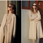 Women Fur Cardigan Thickened Long 2024Autumn Winter V-neck Jacket Female Loose Simple Leisure With Buttons Casual Faux Fur Coat RT220