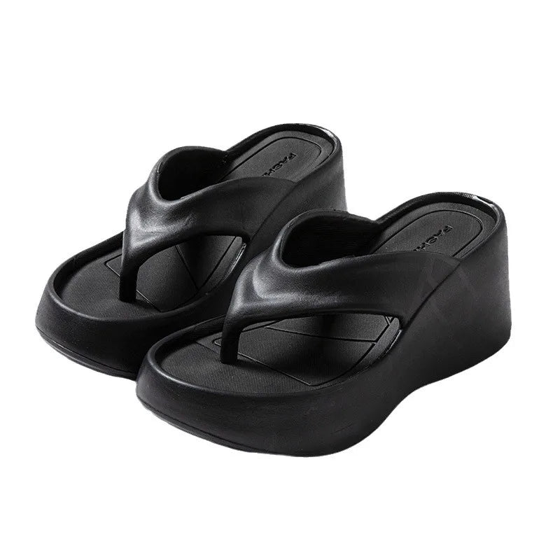 7CM Women's High Heeled Slippers Fashion Street Slides Outdoor Flip Flops Light EVA Comfortable Heightening Shoes RT220