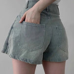 DFCF 2025 Spring Summe Jeans Streetwear Vintage Irregular Laced Up short Jeans Women Y2k Korean Fashion High Waist Straight Pant RT220