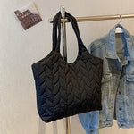 Lingge Embroidered Thread Women's Bag New Small Design Sense Handbag Simple And Large Capacity Shoulder Fabric Bag RT220