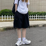 Rimocy Summer Knee Length Cargo Shorts Women 2025 Bf Harajuku Wide Leg Shorts Woman Streetwear Pockets Baggy Short Pants Female RT220