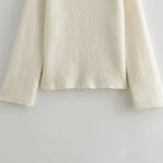 TRAFZA Women's Fashion Solid Off Shoulder Sweaters Casual Long Sleeve Folding Slim Fit Pullover Autumn Female Sexy Knitted Tops RT220