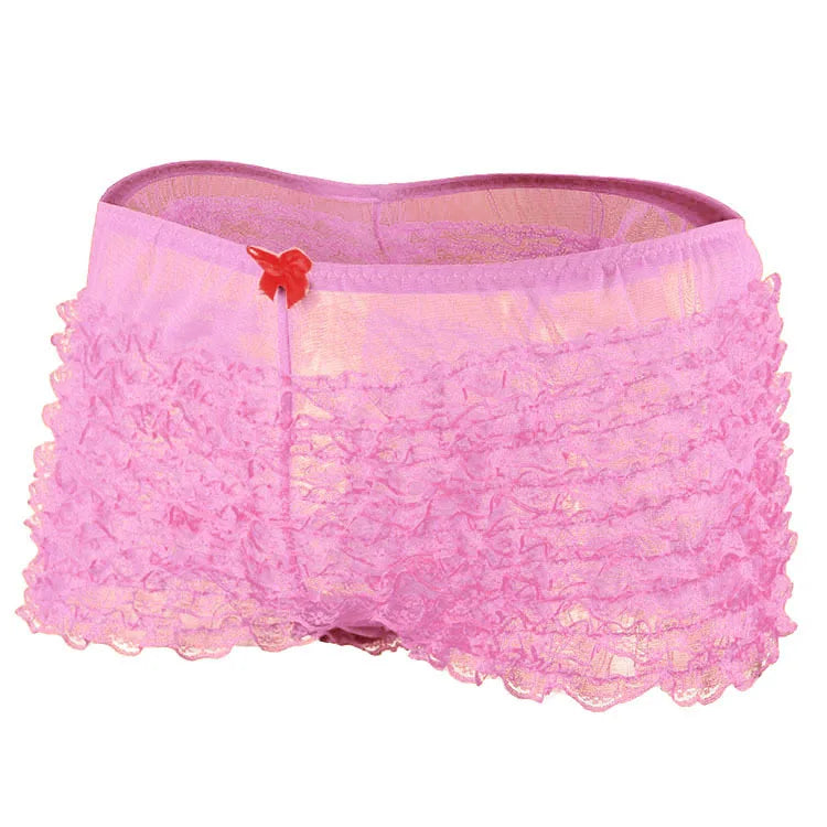 Women Lace Bloomers Panties Sexy Pink Ruffled Mesh Transparent Cake Skirt Nightclub Performance Pole Dance Skirt Best Gift List RT220