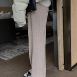 Women Pants Autumn Winter Thickening High Waisted Wool Wide Leg Pants Women Fashion Chevron Lengthening Leg Opening Floor Length RT220