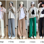 Thin Summer Wide-leg Pants Ice Filament Permeability Women Spring  Women Elastic Waist Stright Long Wide Leg Pants Casual Female RT220