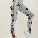 Women Seamless Tie Dye Hollow out Sports Pant Yoga Gym High Waist Workout Leggings Stretchy Women's Activewear RT220