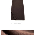 Maden Retro Knitted Skirt Solid Color Slit Fit with Single-side Slit Versatile A - line Skirt for Women's Autumn and Winter RT220