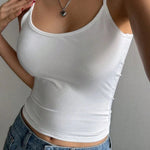 Women's Backless Cami Crop Top Summer Solid Color Casual Sleeveless Streetwear Y2K Top RT220