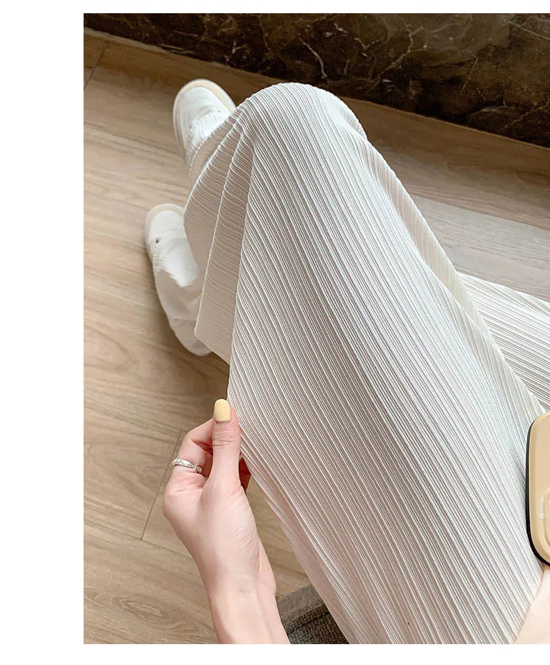 Thin Summer Wide-leg Pants Ice Filament Permeability Women Spring Women Elastic Waist Stright Long Wide Leg Pants Casual Female RT220
