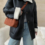 [LANMREM] Faux Fur Thick Warm Coats Lapel Single Breasted Office Lady Elegant Female Outwear Fashion 2025 Winter New 26C1095 RT220