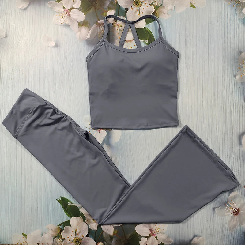 Sexy Flared Leggings Women's Running Pants Scrunch Butt Trousers Cross Waist Sports Tights Woman Skin-Friendly Workout Leggin RT220