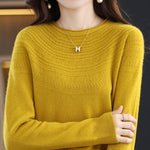 100% Merino Wool Knitted Sweater Autumn/Winter 2024 New Women's Round Neck Hollow Top 11 Color Pullover Versatile Coat NJR1107 RT220