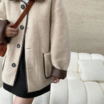 [LANMREM] Faux Fur Thick Warm Coats Lapel Single Breasted Office Lady Elegant Female Outwear Fashion 2025 Winter New 26C1095 RT220