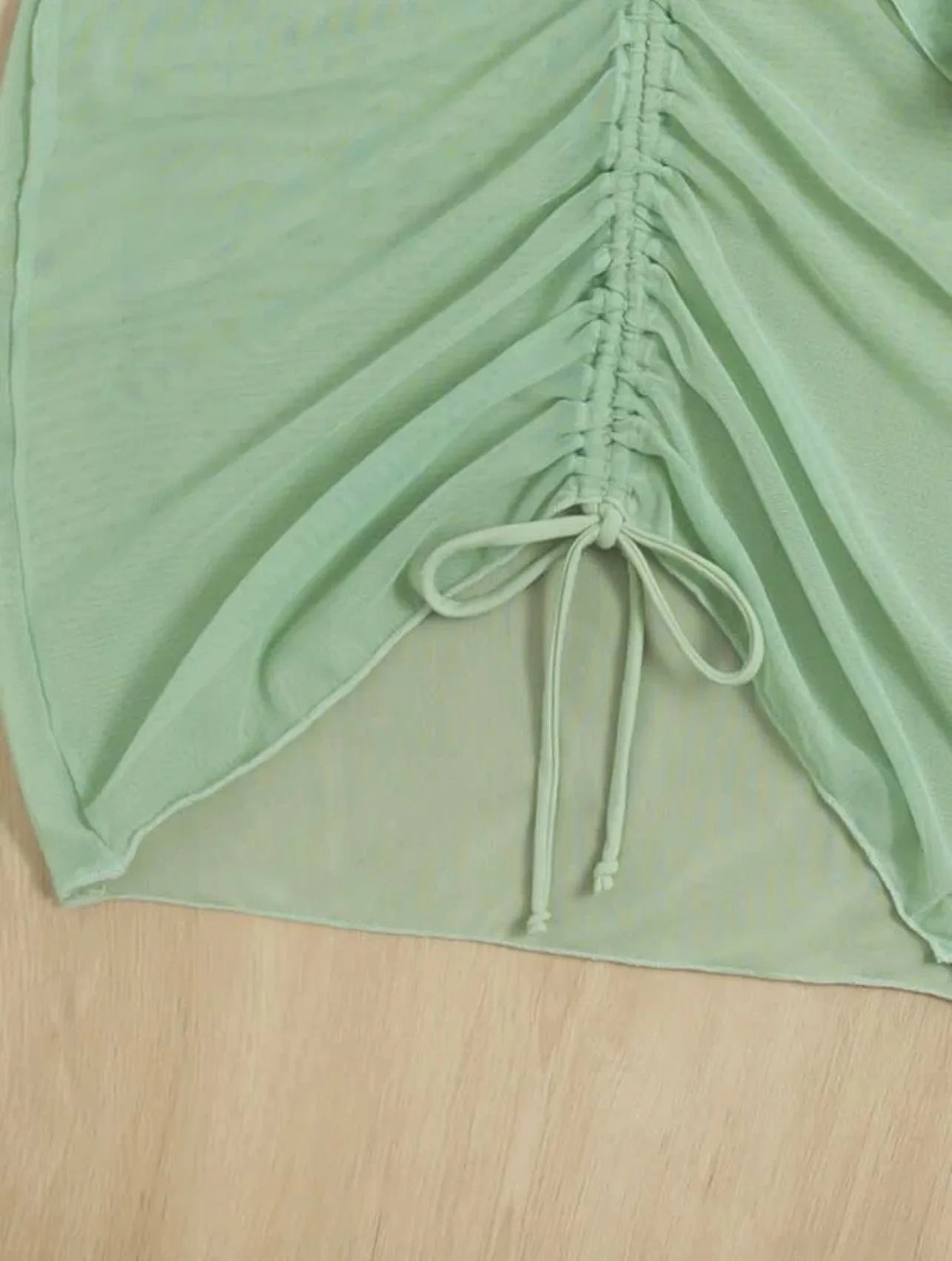 Long Sleeves Dress Bikini Set 2025 Women Neon Green Lace Up 3 Pieces Swimsuit Brazilian Bathing Suit Pleate Cover Up Swimwear RT220