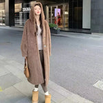 Women Fur Cardigan Thickened Long2025Spring And Autumn V-neck Jacket Female Loose Simple Leisure With Buttons Faux Fur Mink Coat RT220