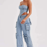 Fashion Multi-pocket Jeans New Baggy Jeans Women Cargo Pants Women High Waist Butt Lifter Loose Straight-leg Pants Tight Stretch RT220