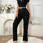 Spring and Summer New Women's Pop-Up Short-Sleeved Love Collar Printed Pajamas Loungewear Set Girls Style Pajamas Loungewear Set RT220