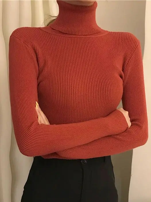 Women Fall Turtleneck Sweater Knitted Soft Pullovers Cashmere Jumpers Basic Soft Sweaters For Women 2025 Autumn Winter RT220