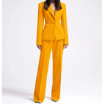 Office Lady Fashion Beige Women Suits One Button Peak Lapel 2 Piece Jacket Pants Slim Fit Smart Causal Conjuntos De Pantalones RT220