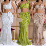 Sexy One-shoulder Long Summer Dress Sequin Birthday Holiday Elegant Party Evening Dresses Luxury Womens Prom Dresses XSY29 RT220