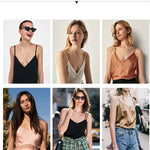 Spaghetti Strap Top Women Halter V Neck Basic White Cami Sleeveless Satin Silk Tank Tops Women Summer 2025 Camisole RT220