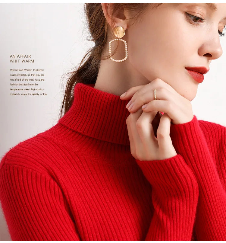 Women Fall Turtleneck Sweater Knitted Soft Pullovers Cashmere Jumpers Basic Soft Sweaters For Women 2025 Autumn Winter RT220