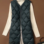Women Sleeveless X-long Ultra Light Down Jackets 2024 New Arrivals Autumn Winter Korean Fashion V-neck Liner Vest Down Coats 3XL RT220