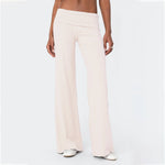 Fold Over Yoga Pants for Women Low Rise Flare Leg Sweatpants Y2k Solid Color Stretchy Loose Gym Lounge Leggings RT220