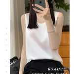 Women Tops Solid Spring Summer Casual Crop Tops Sexy O-neck Tank Tops Office Lady Pink White Top 2024 Fashion Korean Tank Top RT220