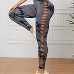 Women Seamless Tie Dye Hollow out Sports Pant Yoga Gym High Waist Workout Leggings Stretchy Women's Activewear RT220