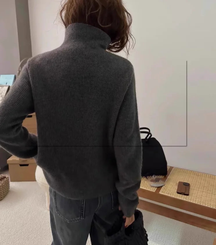 Soft Waxy Cashmere Knit Cardigan European Style Single-Breasted Sweater Long Sleeve Autumn Winter Fashionable Outerwear RT220