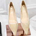 Western Style Fashion Simplicity Party Women Shoes 4.5cm Thin Heels Mid-heels Shallow Pointed Toe Flock Ladies Shoes Wine Red RT220