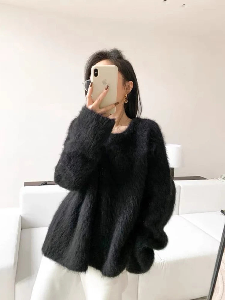 Women Sweater Womens Winter Sweaters Pullover Traf Female Knitting Overszie Long Sleeve Loose Knitted Outerwear Ropa De Mujer RT220