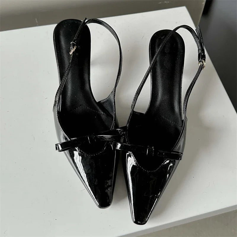 Eilyken Fashion Pointed Toe Pumps Sandals Elegant Woman Slingbacks Buckle Strap Thin Heels Female Wedding Party Mules Shoes RT220