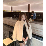 2024 Women Solid Color Stand Collar Mink Fur Top Female Long Sleeves Fox Fur Jacket Spring Autumn Lady Short Leather Fur Outwear RT220