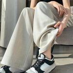 Seoulish Spring Summer Elegant Button Women's Wide Leg Pants 2025 New High Waist Solid Casual Loose Straight Trousers for Womens RT220